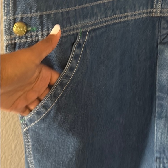 Vintage free People liberty by Anna Corrina Blue Denim Overalls Sz 34 - Picture 8 of 16